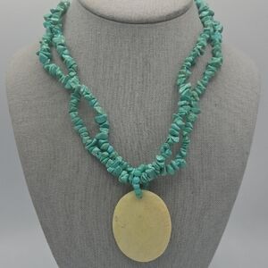 5 FOR $25! Turquoise Blue Color Cream Stone Necklace